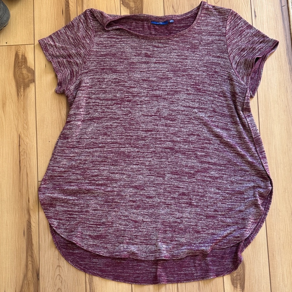 Apt. 9 Women's Maroon Heathered Short Sleeve Top